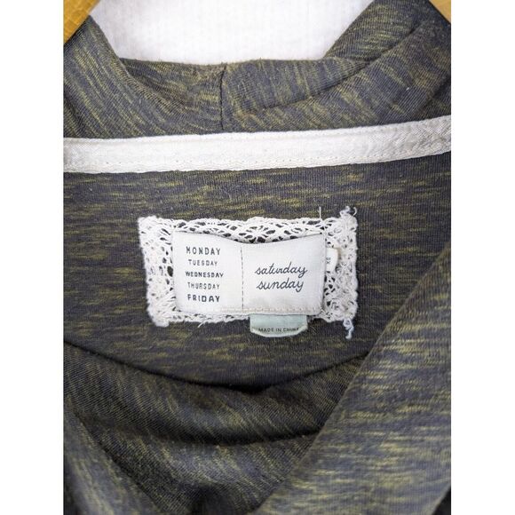 Saturday Sunday Anthro Tunic Dress Green Crochet Detail XS Cowl Neck Flared - Picture 2 of 10